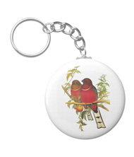 Keychains with bird drawings from the works of John Gould 