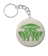 Keychains with jellyfish designs, based on the drawings of Ernst Haeckel