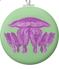 Keychains with jellyfish designs, based on the drawings of Ernst Haeckel