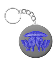 Keychains with jellyfish designs, based on the drawings of Ernst Haeckel