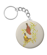 Keychains with bird drawings from the works of John Gould 