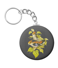 Keychains with bird drawings from the works of John Gould 