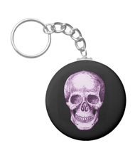 Keychains with designs based on bones of the human body.