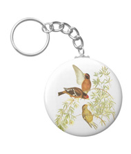 Keychains with bird drawings from the works of John Gould 