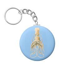 Keychains with squid and octopus designs, based on the drawings of Ernst Haeckel