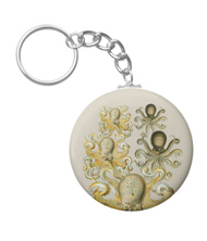 Keychains with squid and octopus designs, based on the drawings of Ernst Haeckel