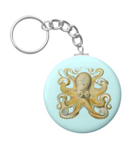 Keychains with squid and octopus designs, based on the drawings of Ernst Haeckel