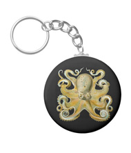 Keychains with squid and octopus designs, based on the drawings of Ernst Haeckel