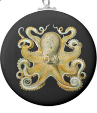 Keychains with squid and octopus designs, based on the drawings of Ernst Haeckel