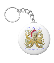 Keychains with squid and octopus designs, based on the drawings of Ernst Haeckel