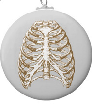 Keychains with designs based on bones of the human body.