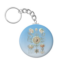 Keychains with jellyfish designs, based on the drawings of Ernst Haeckel