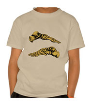 Bones of the human feet kid's tee-shirts