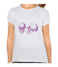 Deatails of the human skull singularly and in groups, in various colors and arrangements. Kid's t-shirts