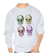 Deatails of the human skull singularly and in groups, in various colors and arrangements. Kid's t-shirts