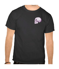 Details of the human skull singularly and in groups, in various colors and arrangements. Men's t-shirts