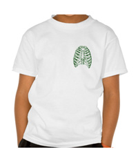 Human thorax bones of kid's t-shirt