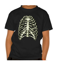 Human thorax bones of kid's t-shirt