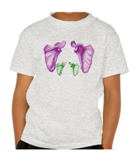 Bones of the human shoulder on kid's t-shirt