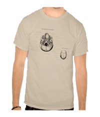 Details of the human skull singularly and in groups, in various colors and arrangements. Men's t-shirts