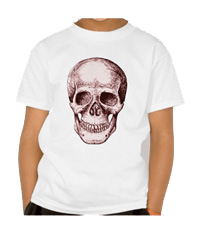 Deatails of the human skull singularly and in groups, in various colors and arrangements. Kid's t-shirts